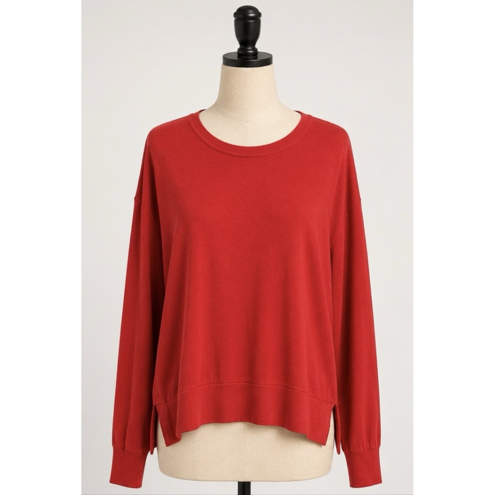 Soma Womens Red Long Sleeve Crewneck Sweatshirt Soft Lounge Pullover